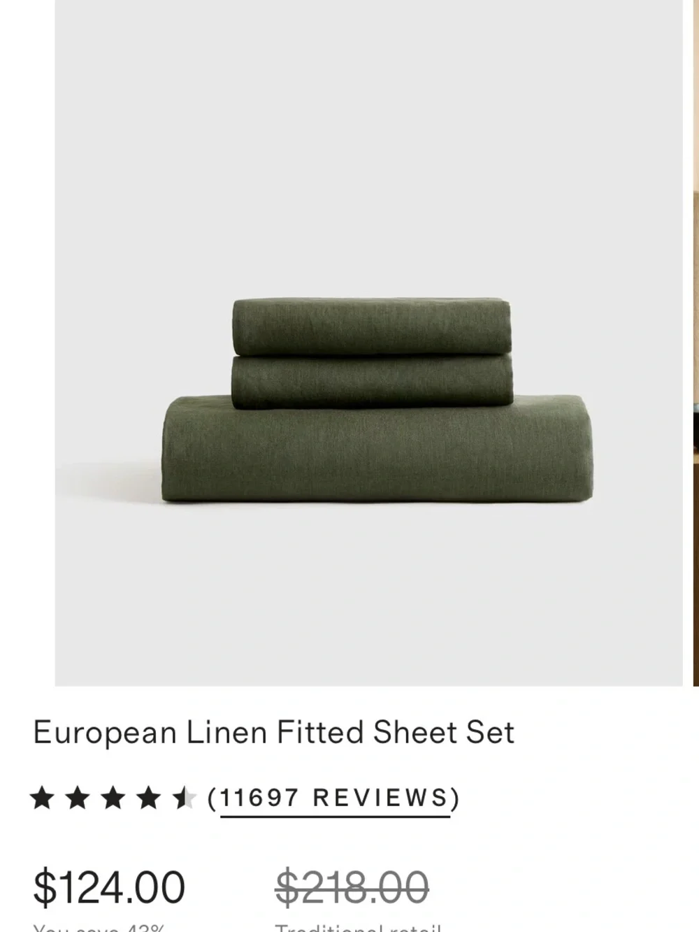 European Linen Queen Fitted Sheet Set - Pine